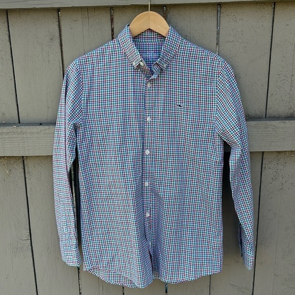 Vineyard Vines Boys Button Up Plaid Shirt Size Large Preppy Holiday - Picture 1 of 7
